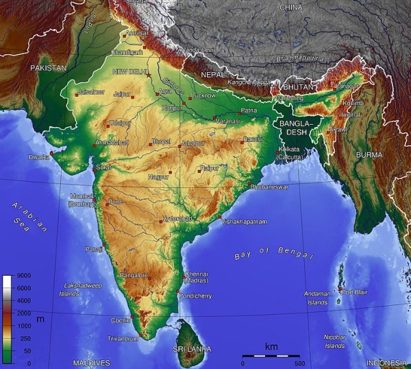 印度國的地形圖