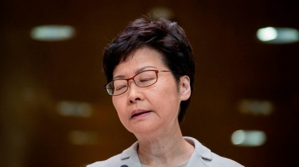 香港特首林鄭月娥6月30日卻透過視像方式在聯合國人權理事會視像發言，大篇幅為北京立法辯護。（圖片來源：視頻截圖）