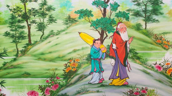 傳説中的神仙老翁與小童。