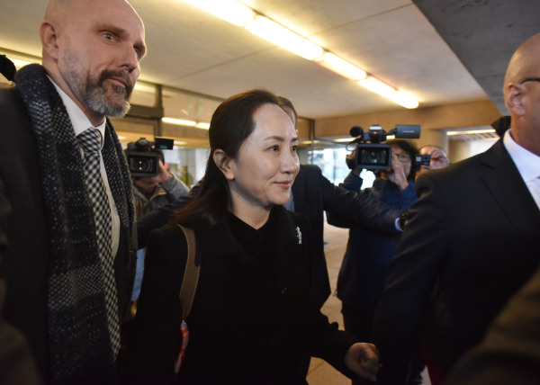 2020年1月20日，孟晚舟在温哥华卑诗省最高法院参加引渡听证会。