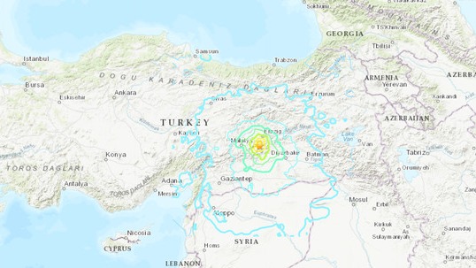 土耳其東南部發生淺層強震，鄰國敘利亞亦有震感