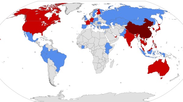 全球「中共肺炎」疫情地圖