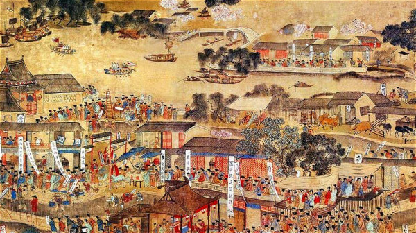仇英《南都繁会图（局部）》描绘了明代南京的都市风貌