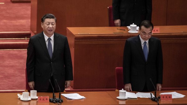 習近平、李克強參加2020年10月23日北京大會堂「抗美援朝」70週年大會。