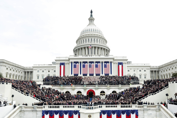 2017年1月20日，川普在总统宣誓就职典礼上。