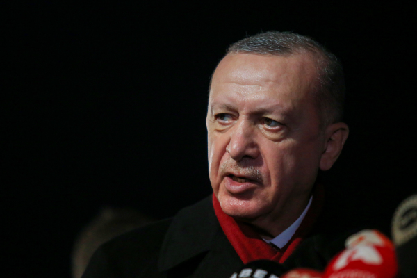 2020年11月15日，土耳其總統埃爾多安在新聞發布會上講話。