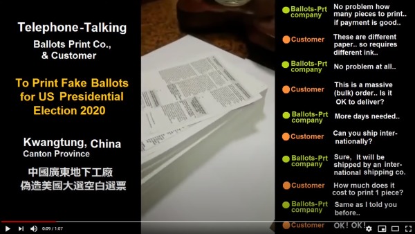 中國地下工廠印製大量假的美國選票