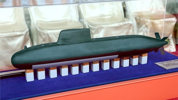 在台湾国际造船公司潜舰国造工厂动土典礼中，出现的中华民国海军IDS潜舰1100比例模型。