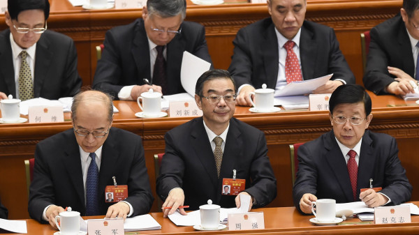 中共最高法院院长周强（中）。（图片来源：WANG ZHAO/AFP via Getty Images）