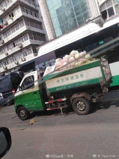 震驚:武漢使用垃圾車為市民運送食物(組圖)