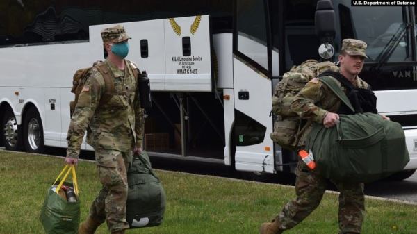 美國陸軍都市增援醫療特遣隊4月7日從馬里蘭州出發前往紐約市。