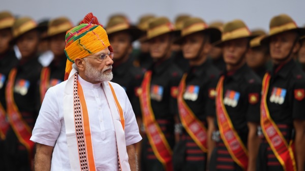 2019年8月15日，印度总理莫迪（Narendra Modi）出席印度第73个独立日的庆祝典礼。