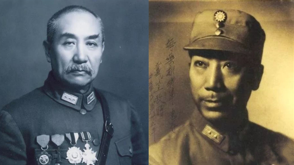 中華民國原行政院長、陸軍一級上將閻錫山（左）与戴笠。