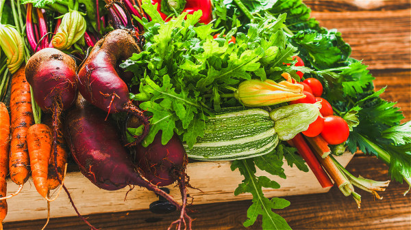 蔬菜里的膳食纤维能促进人体对食物的消化和吸收，促进新陈代谢血液循环。