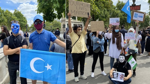 2020年7月25日，巴黎反伊斯蘭恐懼症聯盟舉辦聲援新疆維吾爾族活動，要求中(共)國停止種族滅絕政策。現場部分參與者配戴或高舉東突厥斯坦伊斯蘭共和國國徽