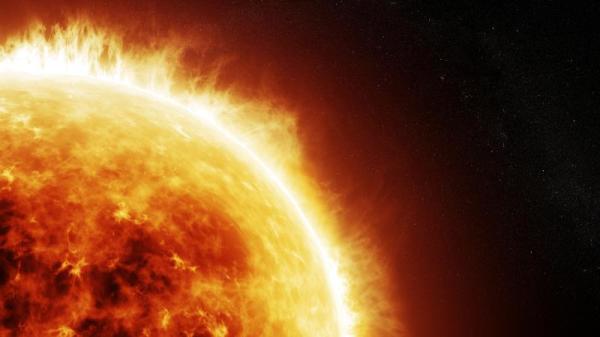 因为太阳的加热效果，地球大气层边缘的气体分子变得活跃。