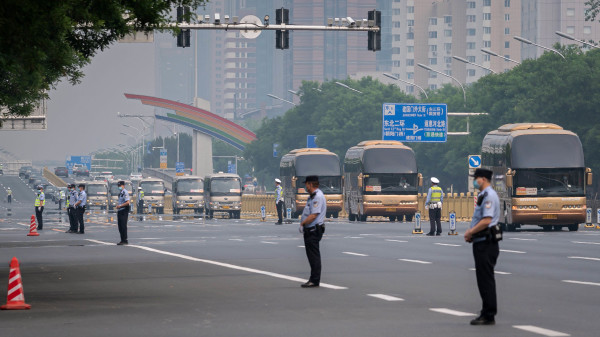 圖為北京街頭的緊張氣氛，示意圖