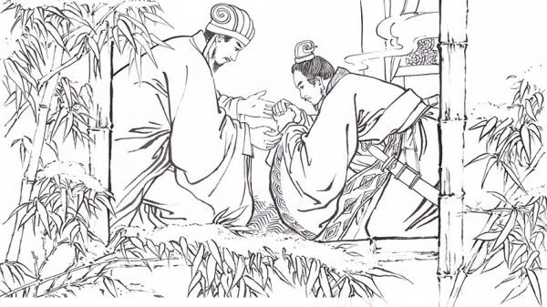 刘备在诸葛亮的启发下，综合天时、地利、人和的利弊认清了天下局势，定下三分天下的计划。
