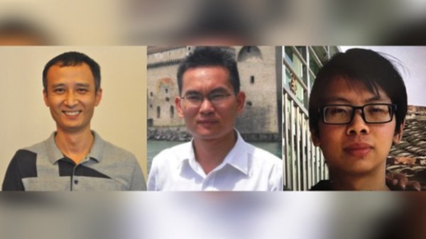 左起為中國民間非政府組織「長沙富能」的三名成員程淵、劉永澤和吳葛健雄。