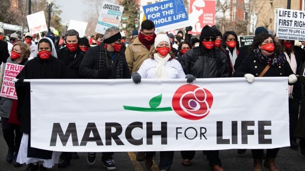 2021年1月29日，第48屆「為生命遊行」（March for Life）在華盛頓DC舉行了保護生命、反對墮胎的遊行活動。（圖片來源：Saul Loeb/AFP via Getty Images）