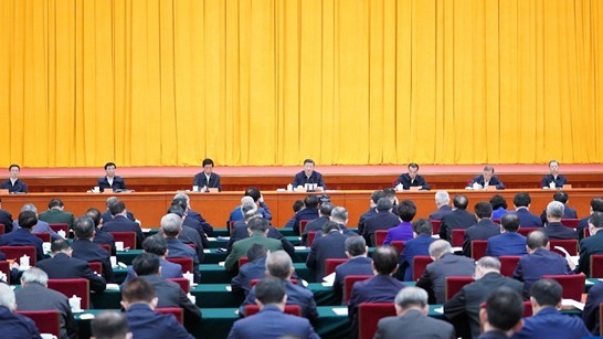10月14日，中共召开人大工作会议，习近平罕见谈到权力“有序更替”。（图片来源：视频截图）
