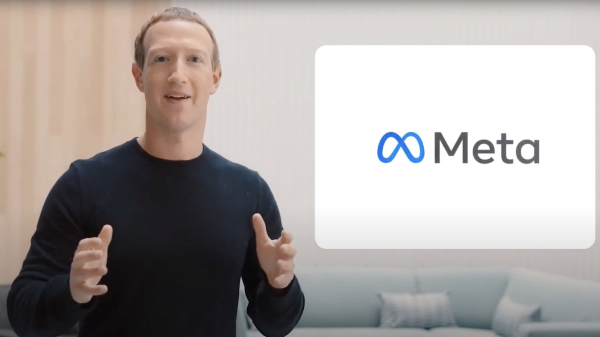 臉書CEO朱克伯格宣布把臉書（Facebook）改名為「META」。（圖片來源：臉書發佈會視頻截圖）