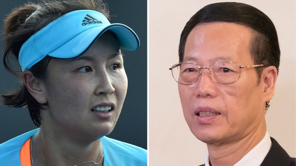 中國網球女將彭帥（左）指控中國前國務院副總理張高麗（右）性侵。