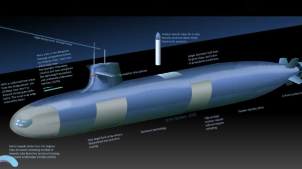 美国下一代攻击型核潜艇SSN(X)概念设计图。