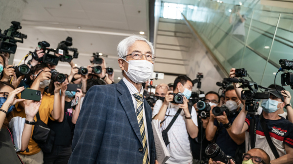 4月1日，香港民主派元老李柱铭及另外六名民主派人士，被裁定反送中8.18游行当天“组织及参与未经批准集结”罪名成立。（图片来源：Anthony Kwan/Getty Images）