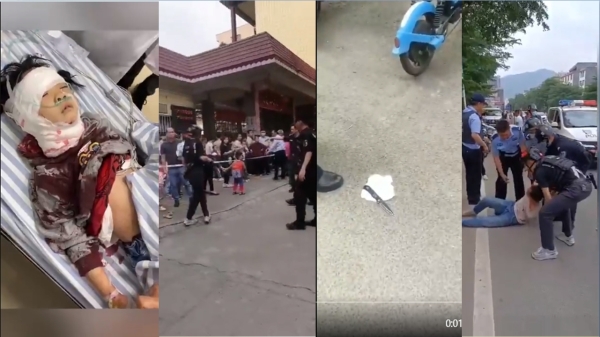 4月30日，广西桂平市一幼儿园再次发生砍人血案（图片来源：视频截图）
