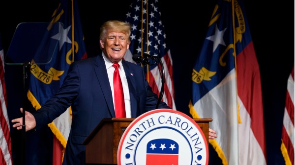 2021年6月5日晚，前总统川普在北卡罗来纳州共和党大会上演讲。