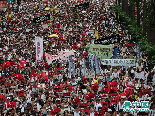2019年6月9日反送中大遊行，有103萬港人上街。（圖片來源：龐大衛/看中國）