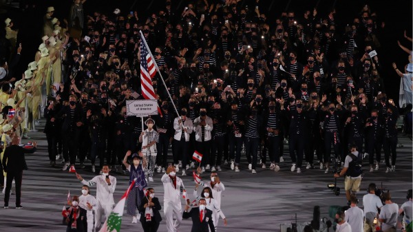 2021年7月23日，美国代表团在东京奥运开幕式上亮相（图片来源： Ian MacNicol/Getty Image）