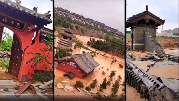 少林寺被淹慘狀曝光（圖片來源：視頻截圖）