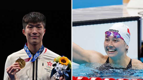 继花剑选手张家朗为香港夺得第一金后，何诗蓓(右)再为香港添一枚银牌。（图片来源：Getty Images/看中国合成图片）
