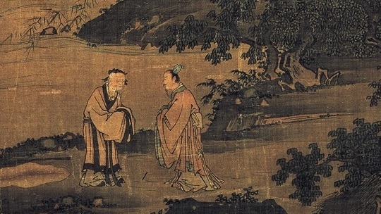 明代画家戴进《渭滨垂钓图》中的周文王与姜子牙