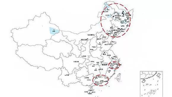 中國出現的「收縮型城市」的布局情況