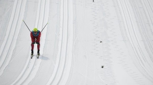中国滑雪运动员在2018年冬奥会资料图