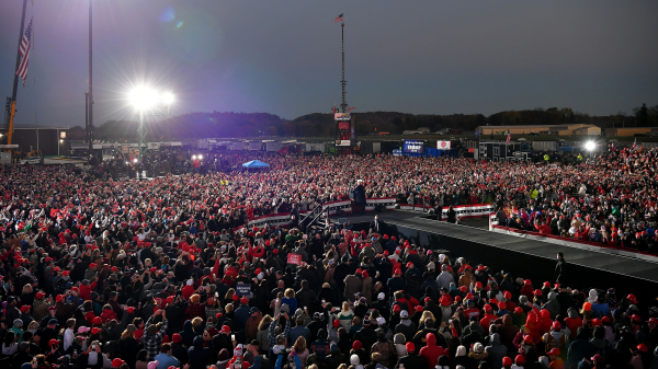 2020年10月31日，川普在賓夕法尼亞州巴特勒市的競選集會上發表講話。