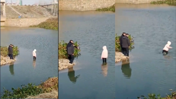 12月4日，安徽省安慶市一名高二女生輕生跳河，現場警察救援遲緩，最終女孩溺亡（圖片來源：推特）