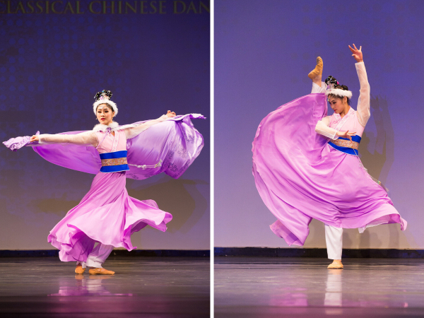 在2016新唐人中国舞舞蹈大赛中，肖嘉祺饰演东汉末年的才女蔡文姬。