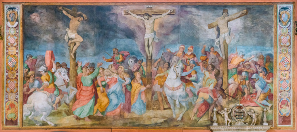 罗马一所教堂中的耶稣受难壁画。