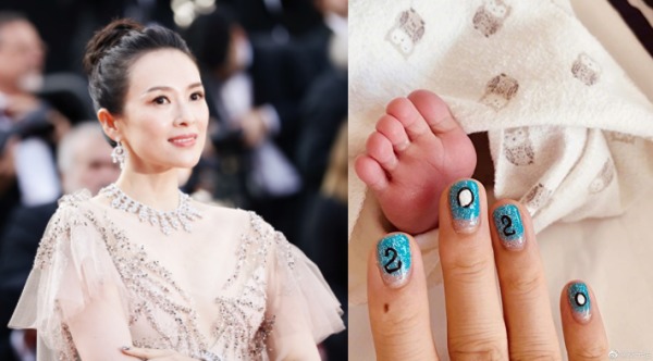 章子怡在微博晒出儿子的小脚丫和写着“2020”的彩绘指甲，分享儿子满月的喜讯之余，也时刻关心新型冠状病毒疫情发展。