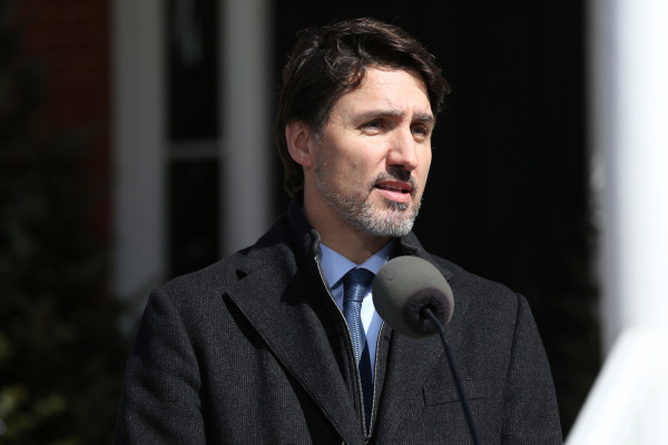 2020年3月16日，特鲁多在加拿大渥太华新闻发布会上发表讲话。