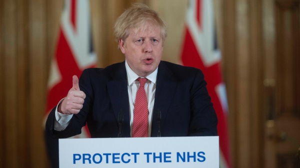 2020年3月20日，英国首相约翰逊在伦敦举行新闻发布会。