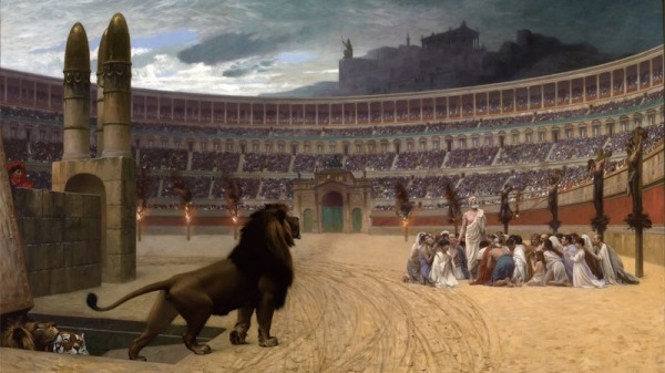 法國畫家讓-萊昂．傑羅姆《基督殉道者最後的祈禱》。