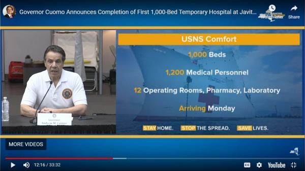 美國首個臨時醫院將啟用與中國方艙醫院不同