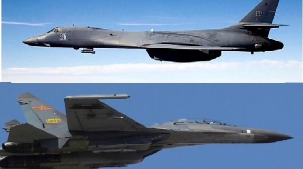 美軍近日在台海動作頻頻，昨日2架B-1B轟炸機再度現蹤台灣東部外圍空域，對此大陸軍事專家不禁納悶，「美軍機密集飛越台海想幹什麼？」資料照。