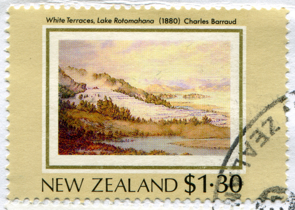 邮票上所印制的画家笔下的罗托马哈湖。
