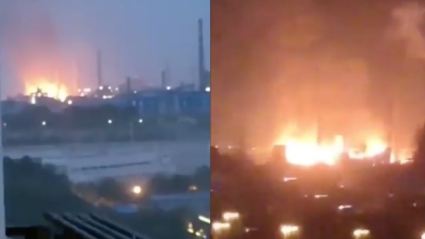 5月12日晚，網路流傳多個武鋼失火的視頻片段。